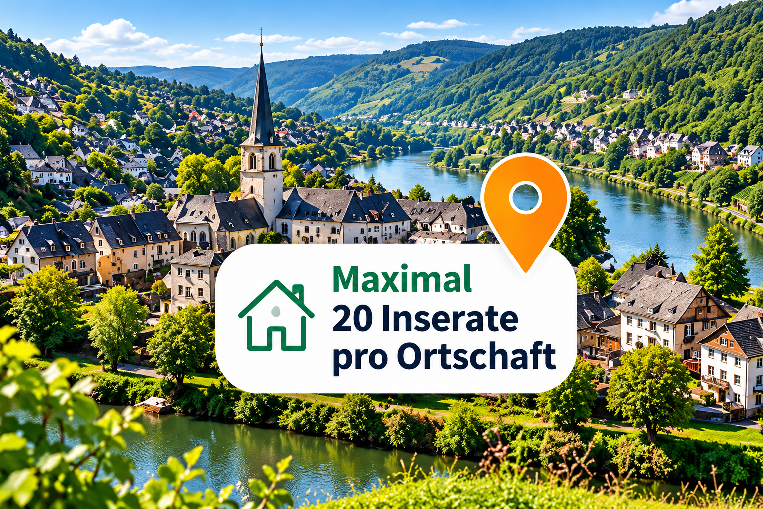 Ortschaft mit Hinweis auf maximal 20 Inserate